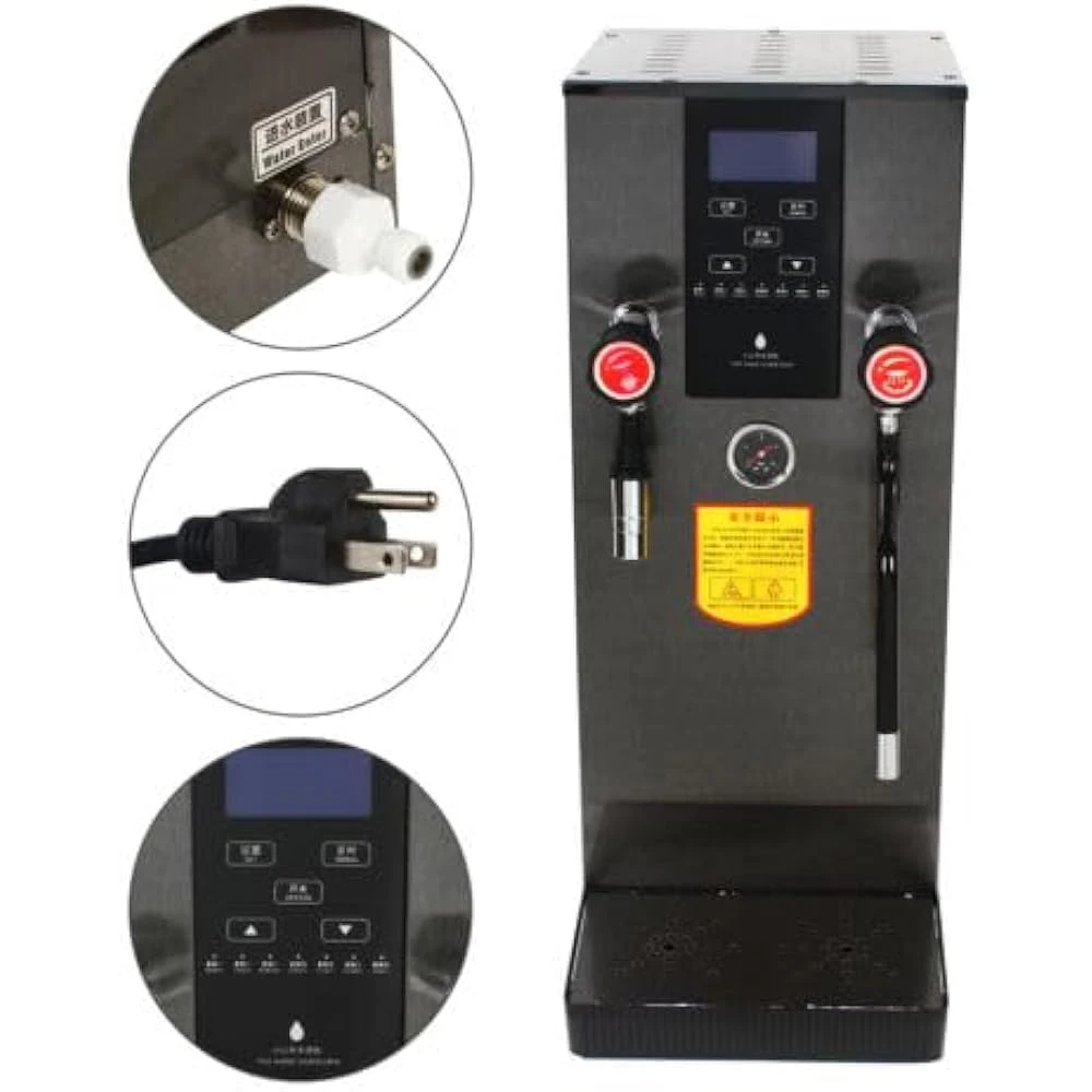 12L Commercial Milk Steamer&Frother, 4 IN 1 Milk Foam Maker With LED Display, 110v Stainless Steel Milk Steamer Machine Water Boiling Machine For Espresso Coffee Milk Tea 4 12L Commercial Milk Steamer&Frother, 4 IN 1 Milk Foam Maker With LED Display, 110v Stainless Steel Milk Steamer Machine Water Boiling Machine For Espresso Coffee Milk Tea - Image 2