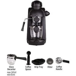 XiVue Filter Coffee Machine Espresso Machine 3.5 Bar 4 Cup Espresso Maker Cappuccino Machine With Steam Milk Frother And Carafe -Small Appliance Store 41vCqv81RKS. AC US1000