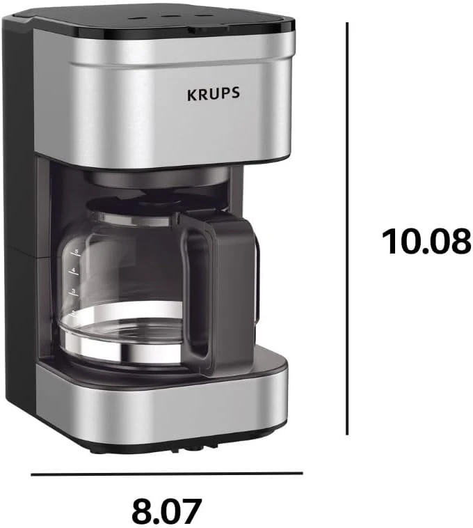 Krups Simply Brew Stainless Steel Drip Coffee Maker 5 Cup 650 Watts Coffee Filter, Drip Free, Dishwasher Safe Pot, Compact Silver And Black 12 Krups Simply Brew Stainless Steel Drip Coffee Maker 5 Cup 650 Watts Coffee Filter, Drip Free, Dishwasher Safe Pot, Compact Silver And Black - Image 10