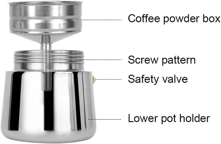 Stovetop Espresso Coffee Maker, Stainless Steel Thermal Coffee Carafe Coffee Brewer With Metal Filter Easy To Operate Coffee Pot For Coffee Maker (450ml) 8 Stovetop Espresso Coffee Maker, Stainless Steel Thermal Coffee Carafe Coffee Brewer With Metal Filter Easy To Operate Coffee Pot For Coffee Maker (450ml) - Image 6