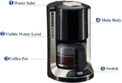 XiVue Coffee Maker, Filter Coffee Machine 10 Cup Programmable Coffee Makers With Timer Keep Warm Auto Off Function Anti Drip System, Permanent Reusable Filter 1.25 L 14 XiVue Coffee Maker, Filter Coffee Machine 10 Cup Programmable Coffee Makers With Timer Keep Warm Auto Off Function Anti Drip System, Permanent Reusable Filter 1.25 L -Small Appliance Store 51YRRK4X00S. AC SL1168