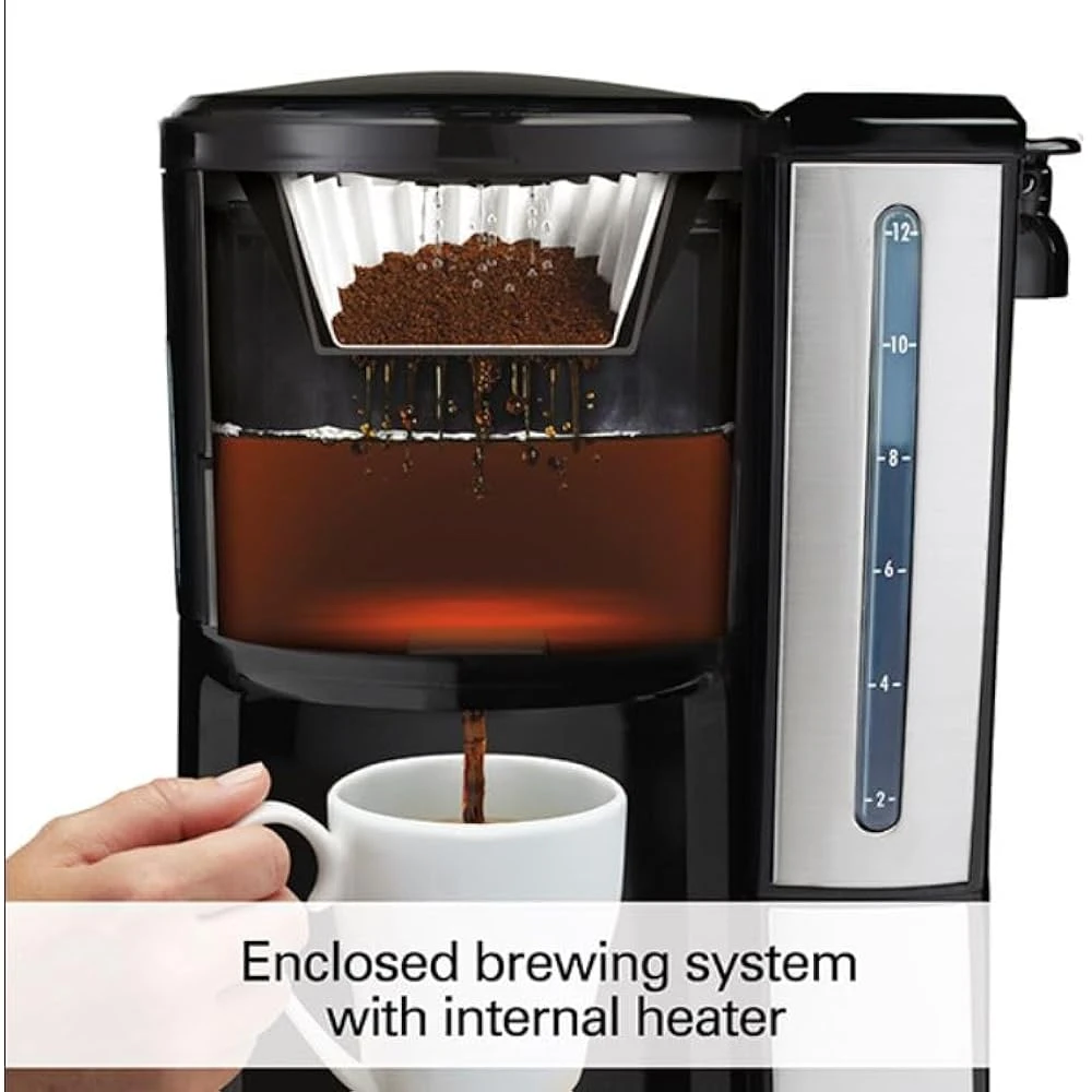 Hamilton Beach One Press Programmable Dispensing Drip Coffee Maker With 12 Cup Internal Brew Pot, Water Reservoir, Black & Stainless (47950) 11 Hamilton Beach One Press Programmable Dispensing Drip Coffee Maker With 12 Cup Internal Brew Pot, Water Reservoir, Black & Stainless (47950) - Image 9