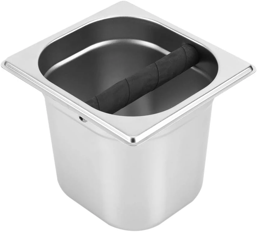 Coffee Knock Box, Stainless Steel Espresso Knock Box Container With Rubber Bar Coffee Making Accessories(L) 3 Coffee Knock Box, Stainless Steel Espresso Knock Box Container With Rubber Bar Coffee Making Accessories(L)