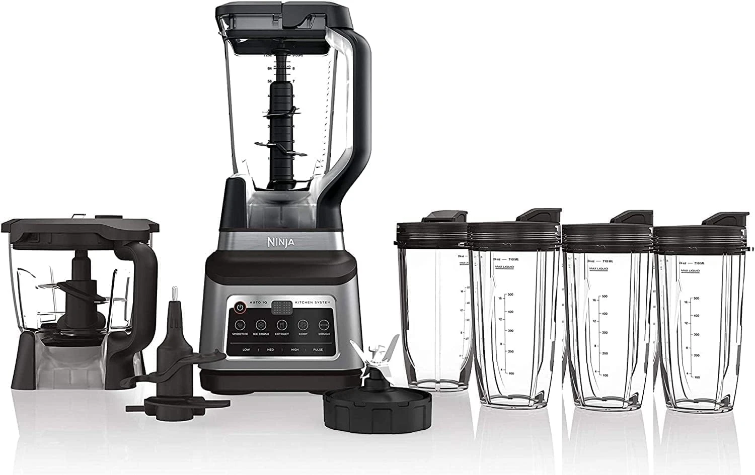 Ninja BN801 Professional Kitchen System, 1400 WP, 5 Functions With Auto IQ, 72-oz. Pitcher, 64-oz. Processor Bowl, (4) 24-oz. To-Go Cups 3 Ninja BN801 Professional Kitchen System, 1400 WP, 5 Functions With Auto IQ, 72-oz. Pitcher, 64-oz. Processor Bowl, (4) 24-oz. To-Go Cups