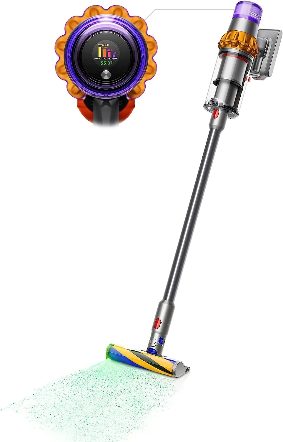Dyson V15 Detect Cordless Vacuum Cleaner, Multicolor, 10.5"L X 9.8"W X 49.6"H 3 Dyson V15 Detect Cordless Vacuum Cleaner, Multicolor, 10.5"L X 9.8"W X 49.6"H