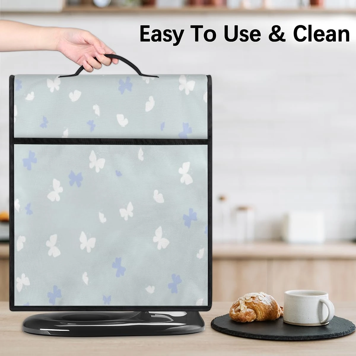 Blue White Butterfly Coffee Machine Dust Cover Beautiful Butterfly Stand Mixer Dust Cover Stand Mixer Cover Waterproof,Easy To Clean,Multi-Pocket 8 Blue White Butterfly Coffee Machine Dust Cover Beautiful Butterfly Stand Mixer Dust Cover Stand Mixer Cover Waterproof,Easy To Clean,Multi-Pocket - Image 6