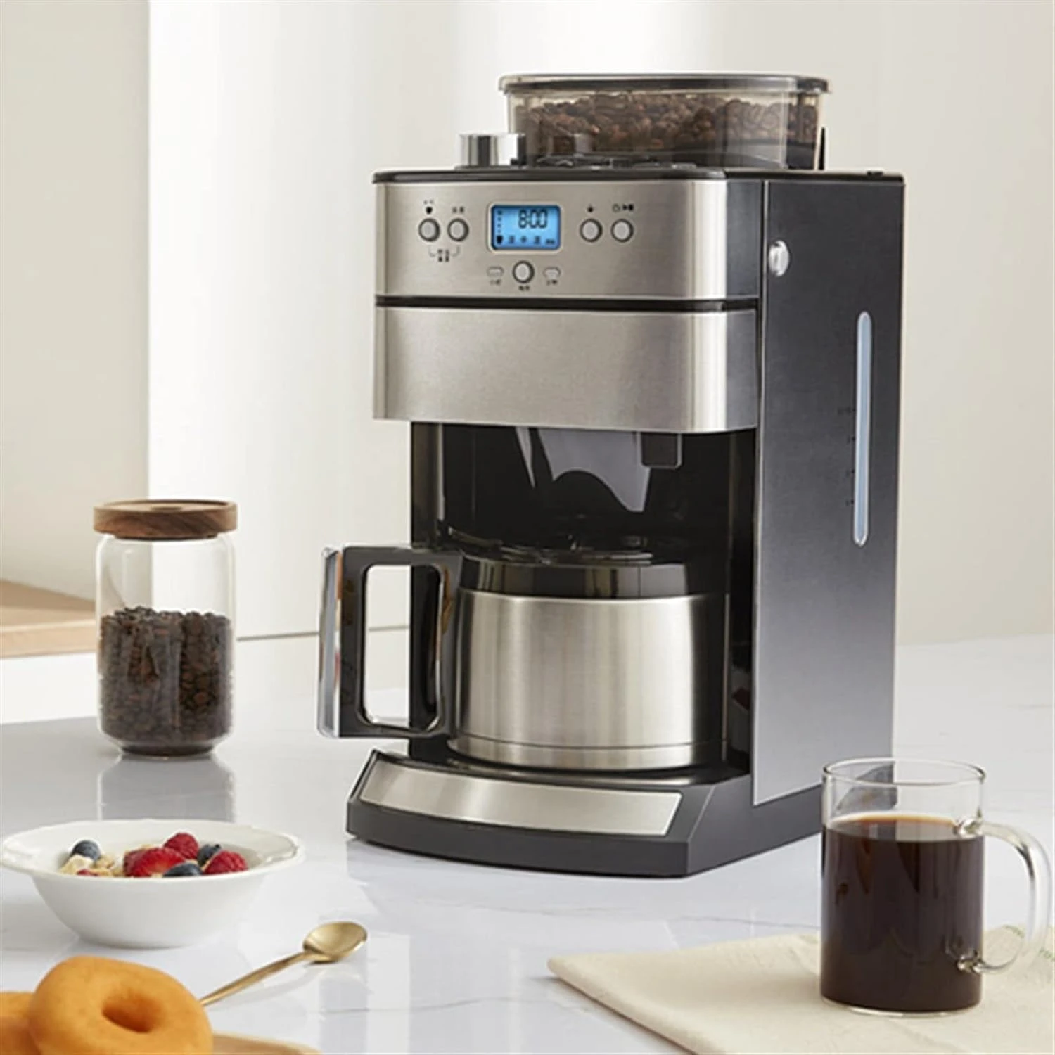 XiVue Coffee Maker Coffee Pot Home Small Coffee Machine Fully Automatic Grinding Integrated Coffee Machine (Color : Silver Grey, Size : KR) (Silver Grey EU) (Silver Grey EU) 4 XiVue Coffee Maker Coffee Pot Home Small Coffee Machine Fully Automatic Grinding Integrated Coffee Machine (Color : Silver Grey, Size : KR) (Silver Grey EU) (Silver Grey EU) - Image 2