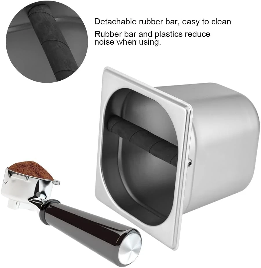 Coffee Knock Box, Stainless Steel Espresso Knock Box Container With Rubber Bar Coffee Making Accessories(L) 10 Coffee Knock Box, Stainless Steel Espresso Knock Box Container With Rubber Bar Coffee Making Accessories(L) - Image 8