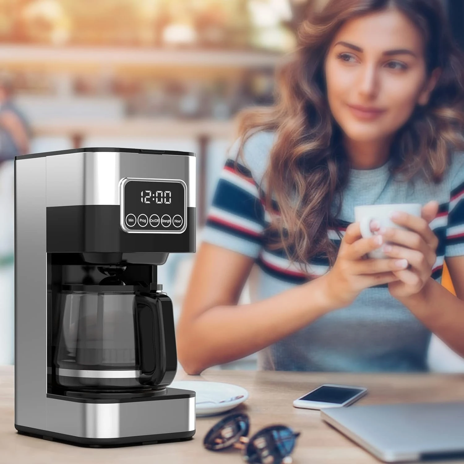 ANNAPU 10-Cup Programmable Coffee Maker: Automatic Drip Coffeemaker With Reusable Filter & Coffee Pot, Brew Strength Control, Keep Warm & Power Off, Smart Anti-Drip System,Black And Stainless Steel 9 ANNAPU 10-Cup Programmable Coffee Maker: Automatic Drip Coffeemaker With Reusable Filter & Coffee Pot, Brew Strength Control, Keep Warm & Power Off, Smart Anti-Drip System,Black And Stainless Steel - Image 7