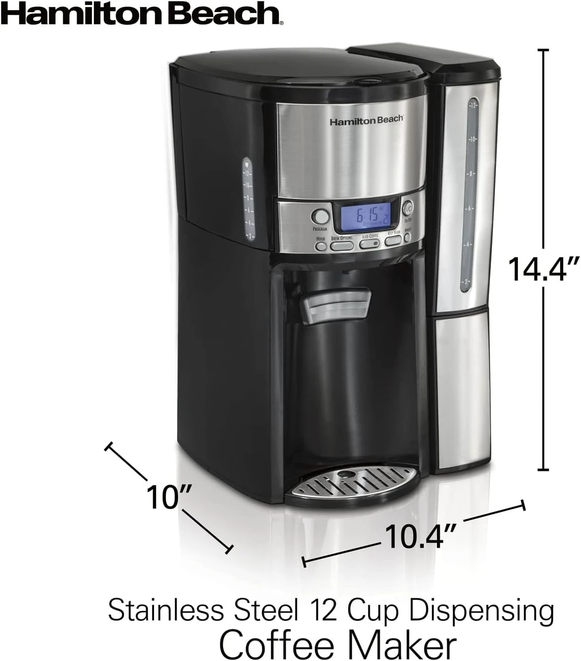 Hamilton Beach One Press Programmable Dispensing Drip Coffee Maker With 12 Cup Internal Brew Pot, Water Reservoir, Black & Stainless (47950) 10 Hamilton Beach One Press Programmable Dispensing Drip Coffee Maker With 12 Cup Internal Brew Pot, Water Reservoir, Black & Stainless (47950) - Image 8
