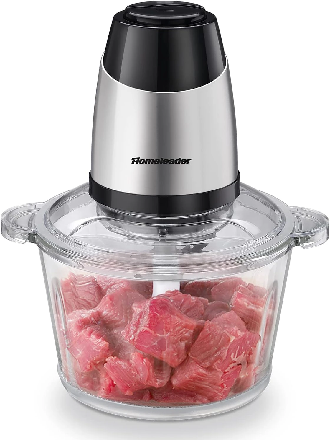 Electric Food Chopper, 8-Cup Food Processor By Homeleader, 2L Glass Bowl Grinder For Meat, Vegetables, Fruits And Nuts, Stainless Steel Motor Unit And 4 Sharp Blades, 300W 3 Electric Food Chopper, 8-Cup Food Processor By Homeleader, 2L Glass Bowl Grinder For Meat, Vegetables, Fruits And Nuts, Stainless Steel Motor Unit And 4 Sharp Blades, 300W
