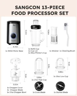 Sangcon 5 In 1 Blender And Food Processor Combo For Kitchen, Small Electric Food Chopper For Meat And Vegetable, 350W High Speed Blenders With 2 Speeds And Pulse For Smoothies And Shakes -Small Appliance Store 61N5K5OXmWL. AC SL1500