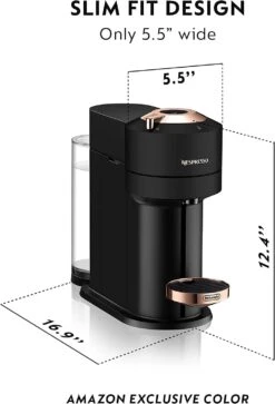 Playhardest Nespresso Vertuo Next Coffee And Espresso Machine (Deluxe Matte Black Rose Gold) Cleaning Cloth Bundle -Small Appliance Store 61OVm 91T L. AC SL1500