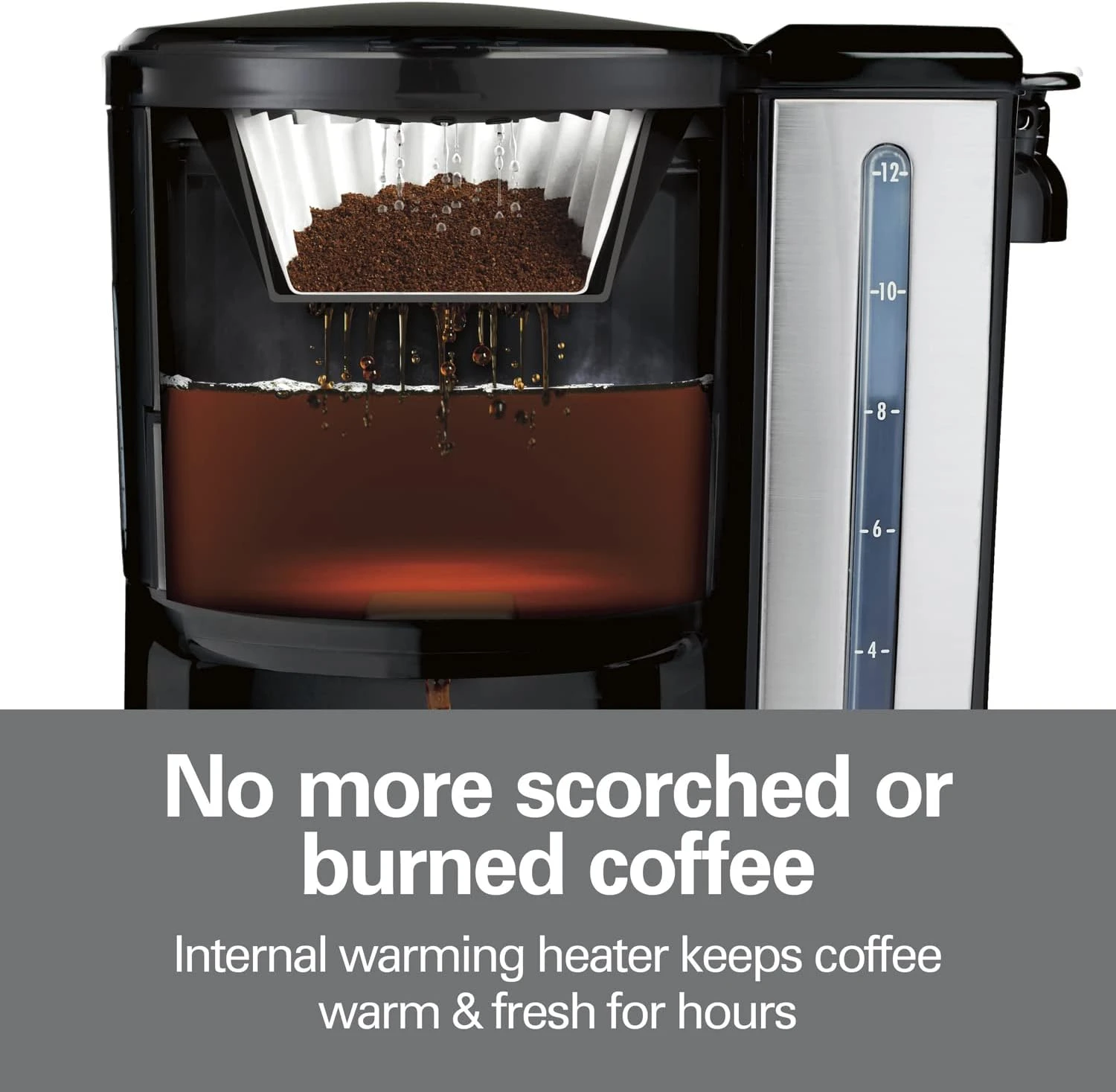 Hamilton Beach One Press Programmable Dispensing Drip Coffee Maker With 12 Cup Internal Brew Pot, Water Reservoir, Black & Stainless (47950) 5 Hamilton Beach One Press Programmable Dispensing Drip Coffee Maker With 12 Cup Internal Brew Pot, Water Reservoir, Black & Stainless (47950) - Image 3