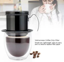 Otufan Vietnamese Coffee Drip, Stainless Steel Cup Vietnamese Coffee Drip Filter Maker Suitable For Home Office Cappuccino Mocha Tools Frother Cup(Black) -Small Appliance Store 61R1vcIBnL. AC SL1001
