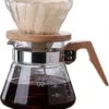 DUEBEL Pour Over Coffee Maker With Wooden Handle, 20oz High Borosilicate Glass Coffee Pot, Hand Drip Sharing Pot Filter Funnel Portable Coffee Maker Supplies With Base
