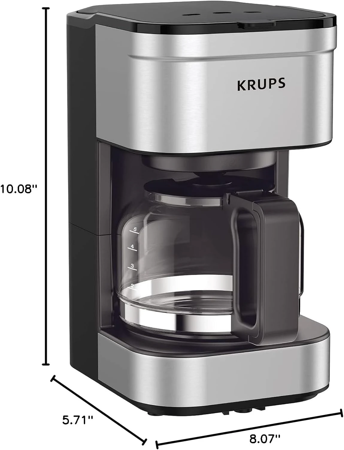 Krups Simply Brew Stainless Steel Drip Coffee Maker 5 Cup 650 Watts Coffee Filter, Drip Free, Dishwasher Safe Pot, Compact Silver And Black 13 Krups Simply Brew Stainless Steel Drip Coffee Maker 5 Cup 650 Watts Coffee Filter, Drip Free, Dishwasher Safe Pot, Compact Silver And Black - Image 11