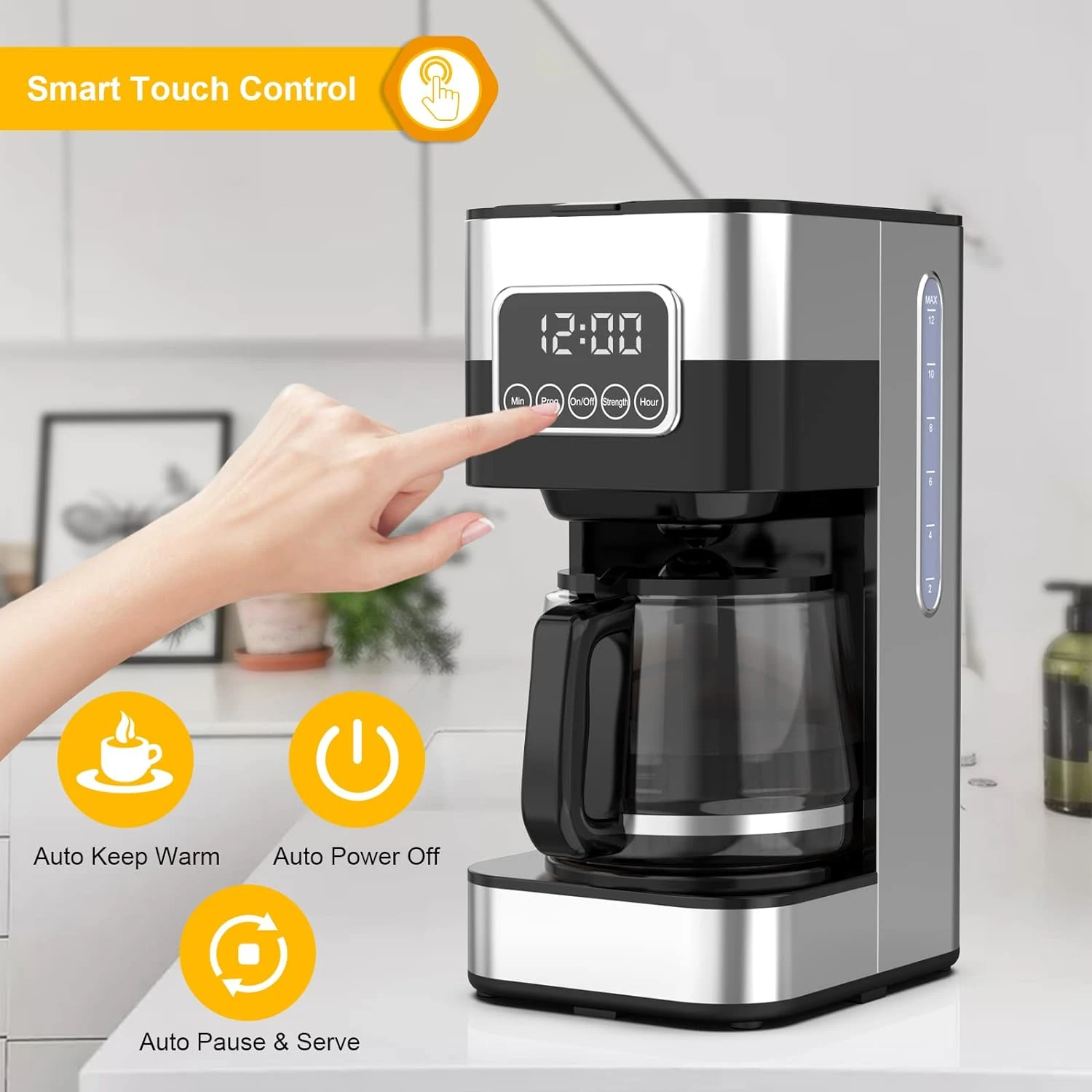 ANNAPU 10-Cup Programmable Coffee Maker: Automatic Drip Coffeemaker With Reusable Filter & Coffee Pot, Brew Strength Control, Keep Warm & Power Off, Smart Anti-Drip System,Black And Stainless Steel 4 ANNAPU 10-Cup Programmable Coffee Maker: Automatic Drip Coffeemaker With Reusable Filter & Coffee Pot, Brew Strength Control, Keep Warm & Power Off, Smart Anti-Drip System,Black And Stainless Steel - Image 2