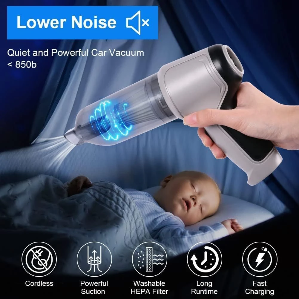 Cordless Handheld Vacuum Cleaner,3 In 1 Convenient Vacuum Cleaner, Small Car Vacuum Cleaner,9000PA Strong Suction,60 Minutes Battery Life,wet And Dry,suitable For Car,home, Office,pet Hair Cleaning 6 Cordless Handheld Vacuum Cleaner,3 In 1 Convenient Vacuum Cleaner, Small Car Vacuum Cleaner,9000PA Strong Suction,60 Minutes Battery Life,wet And Dry,suitable For Car,home, Office,pet Hair Cleaning - Image 4