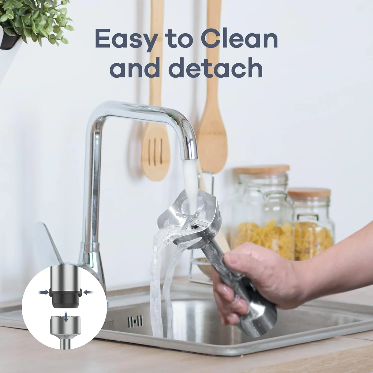 Ganiza Immersion Blender 5 In 1 Hand Blender 800W Heavy Duty Motor, 15 Speed And Turbo Mode Handheld Blender Stainless Steel Blade With 800ml Mixing Beaker, 600ml Chopper, Whisk And Milk Frother (Silver-1) 10 Ganiza Immersion Blender 5 In 1 Hand Blender 800W Heavy Duty Motor, 15 Speed And Turbo Mode Handheld Blender Stainless Steel Blade With 800ml Mixing Beaker, 600ml Chopper, Whisk And Milk Frother (Silver-1) - Image 8