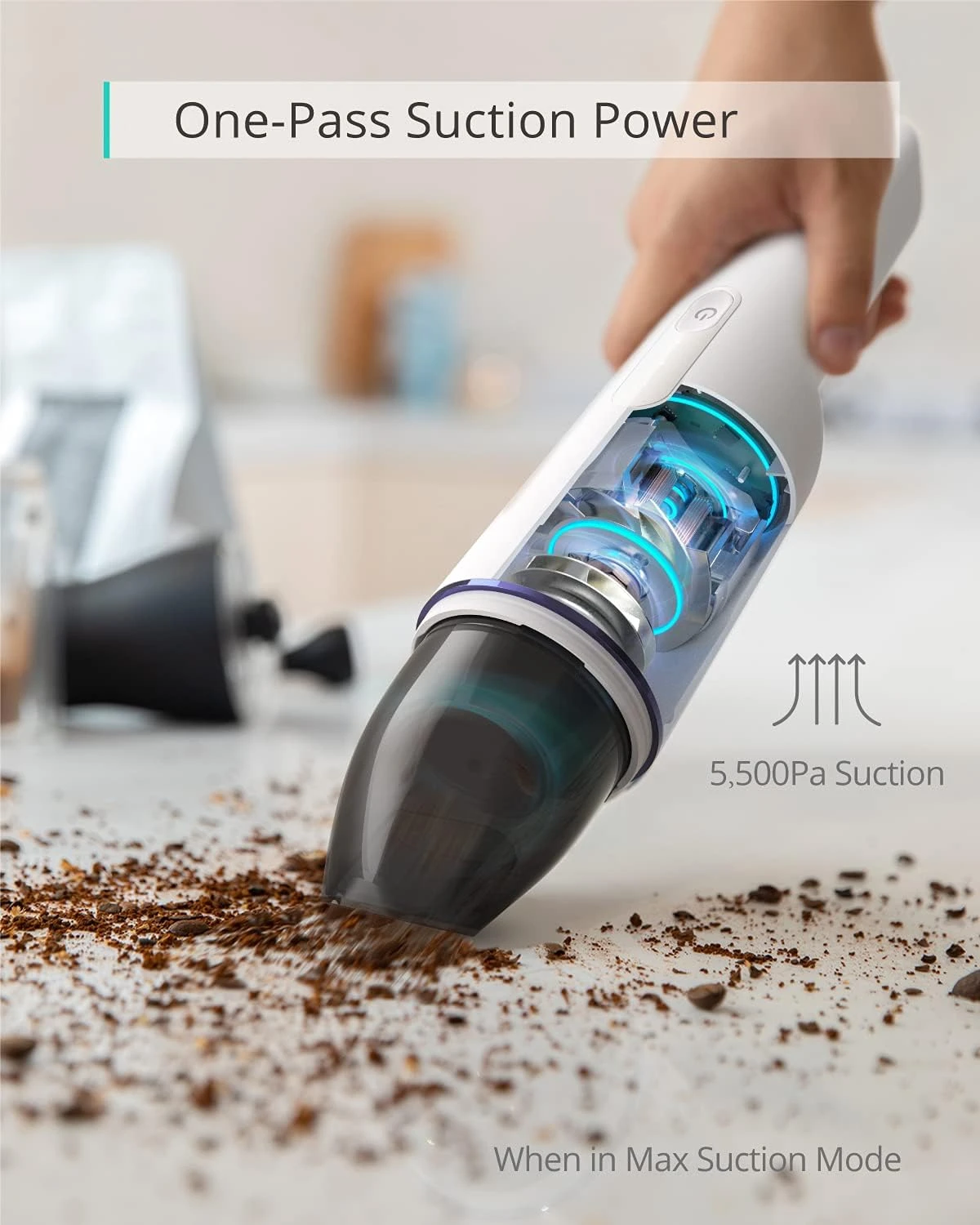 Eufy By Anker, HomeVac H11,Ultra-Lightweight 1.2lbs, Compact, Washable Filter, Cordless Handheld Vacuum Cleaner, 5500Pa Suction Power,USB Charging, For Home Cleaning, White 7 Eufy By Anker, HomeVac H11,Ultra-Lightweight 1.2lbs, Compact, Washable Filter, Cordless Handheld Vacuum Cleaner, 5500Pa Suction Power,USB Charging, For Home Cleaning, White - Image 5