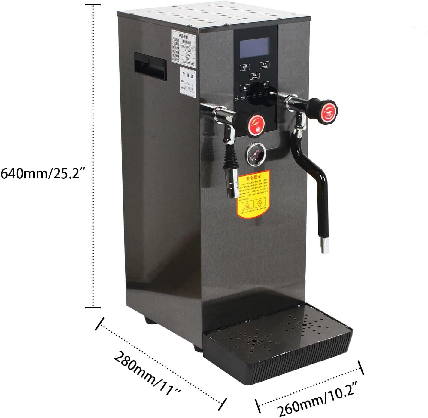 12L Commercial Milk Steamer&Frother, 4 IN 1 Milk Foam Maker With LED Display, 110v Stainless Steel Milk Steamer Machine Water Boiling Machine For Espresso Coffee Milk Tea 5 12L Commercial Milk Steamer&Frother, 4 IN 1 Milk Foam Maker With LED Display, 110v Stainless Steel Milk Steamer Machine Water Boiling Machine For Espresso Coffee Milk Tea - Image 3