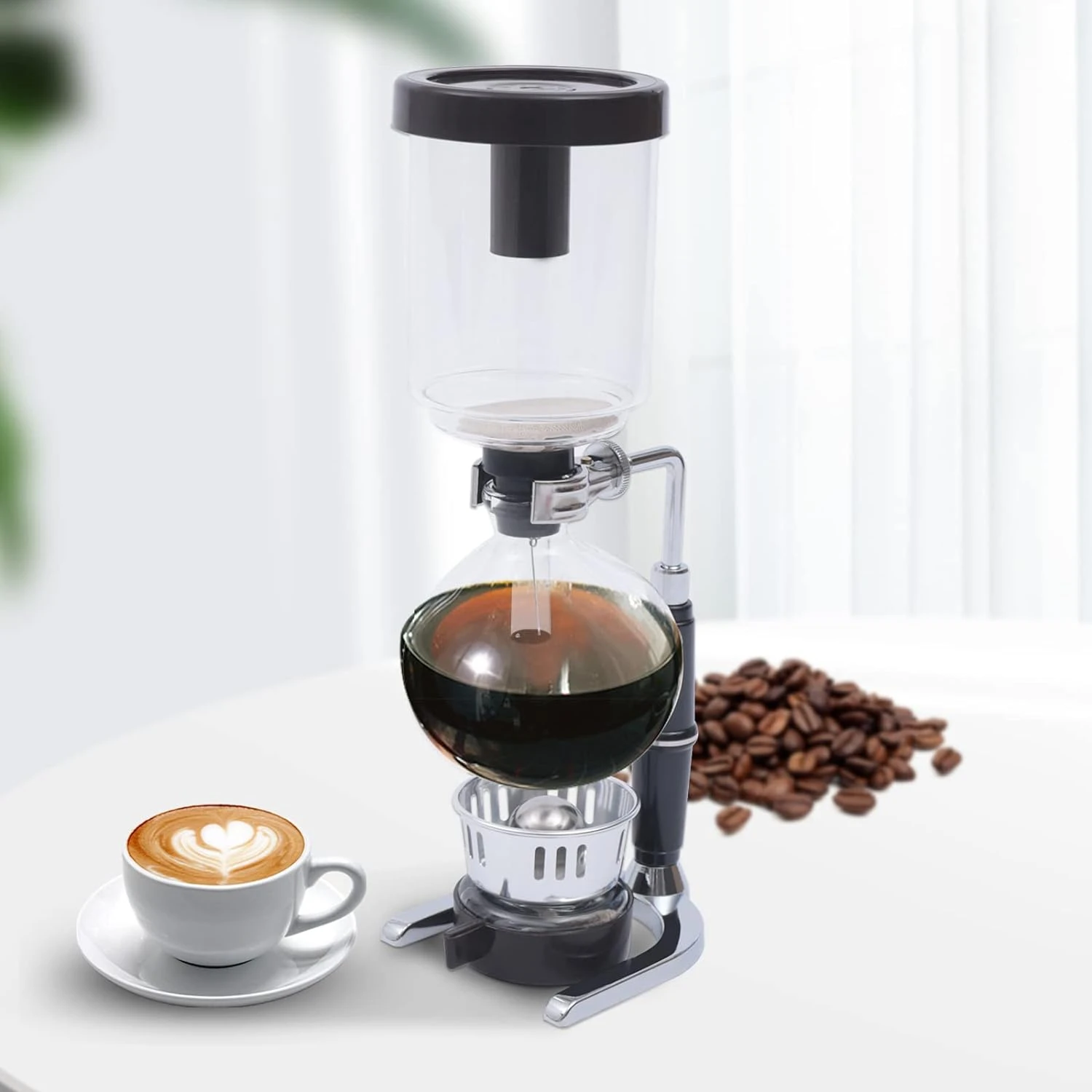 FLYHERO Siphon Syphon Coffee Maker Tabletop Glass Siphon Pot Syphon Coffee Maker Siphon Vacuum Coffee Maker Black (5 Cups(500ml)) 4 FLYHERO Siphon Syphon Coffee Maker Tabletop Glass Siphon Pot Syphon Coffee Maker Siphon Vacuum Coffee Maker Black (5 Cups(500ml)) - Image 2