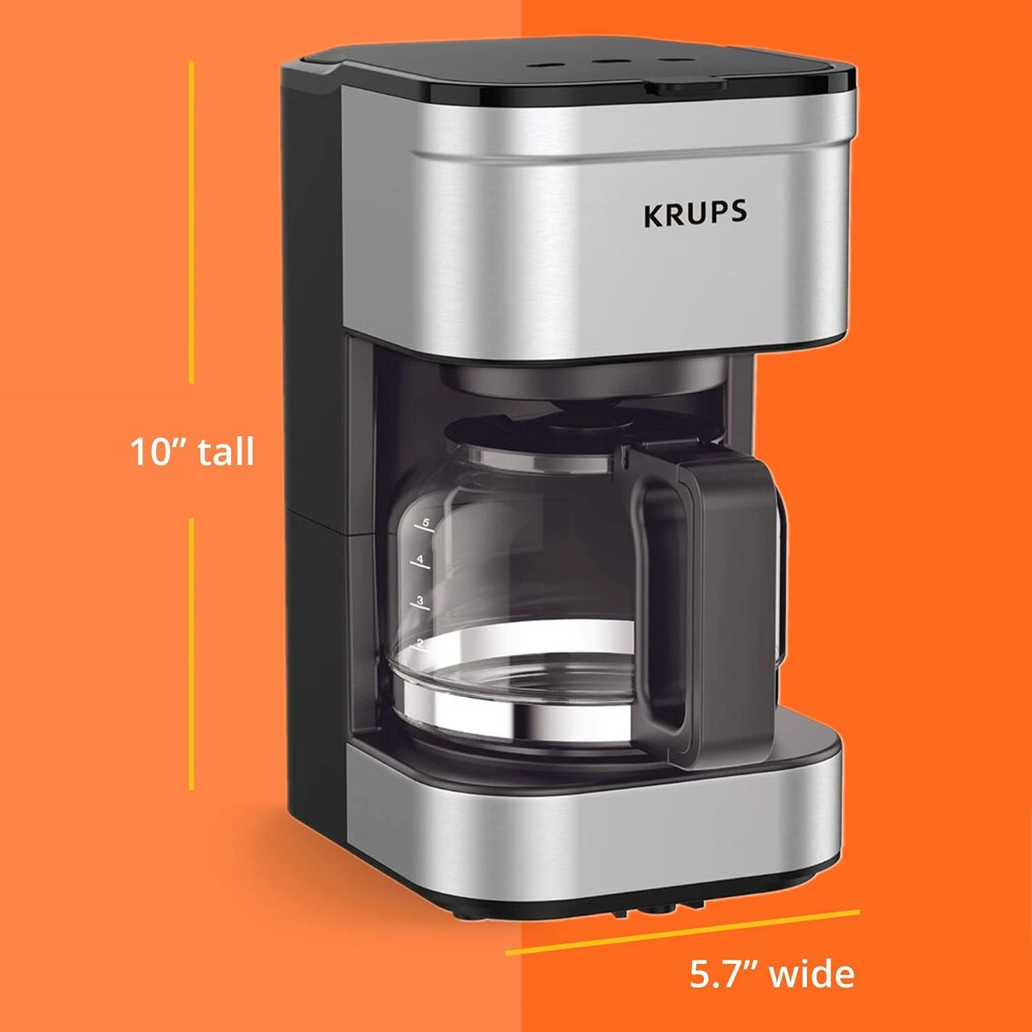 Krups Simply Brew Stainless Steel Drip Coffee Maker 5 Cup 650 Watts Coffee Filter, Drip Free, Dishwasher Safe Pot, Compact Silver And Black 11 Krups Simply Brew Stainless Steel Drip Coffee Maker 5 Cup 650 Watts Coffee Filter, Drip Free, Dishwasher Safe Pot, Compact Silver And Black - Image 9