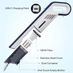 CatsMeow 20000Pa Hand Held Vacuuming Cordless Rechargeable, 4-in-1 Handheld Car Vacuum Cleaner High Power Cordless With LED Display,Small Portable Vacuum Cleaner For Car,Home(White-Blue) -Small Appliance Store 61iIR5cSfFL. AC SL1500