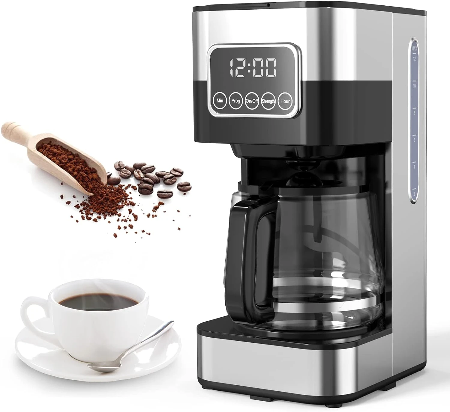 ANNAPU 10-Cup Programmable Coffee Maker: Automatic Drip Coffeemaker With Reusable Filter & Coffee Pot, Brew Strength Control, Keep Warm & Power Off, Smart Anti-Drip System,Black And Stainless Steel 3 ANNAPU 10-Cup Programmable Coffee Maker: Automatic Drip Coffeemaker With Reusable Filter & Coffee Pot, Brew Strength Control, Keep Warm & Power Off, Smart Anti-Drip System,Black And Stainless Steel