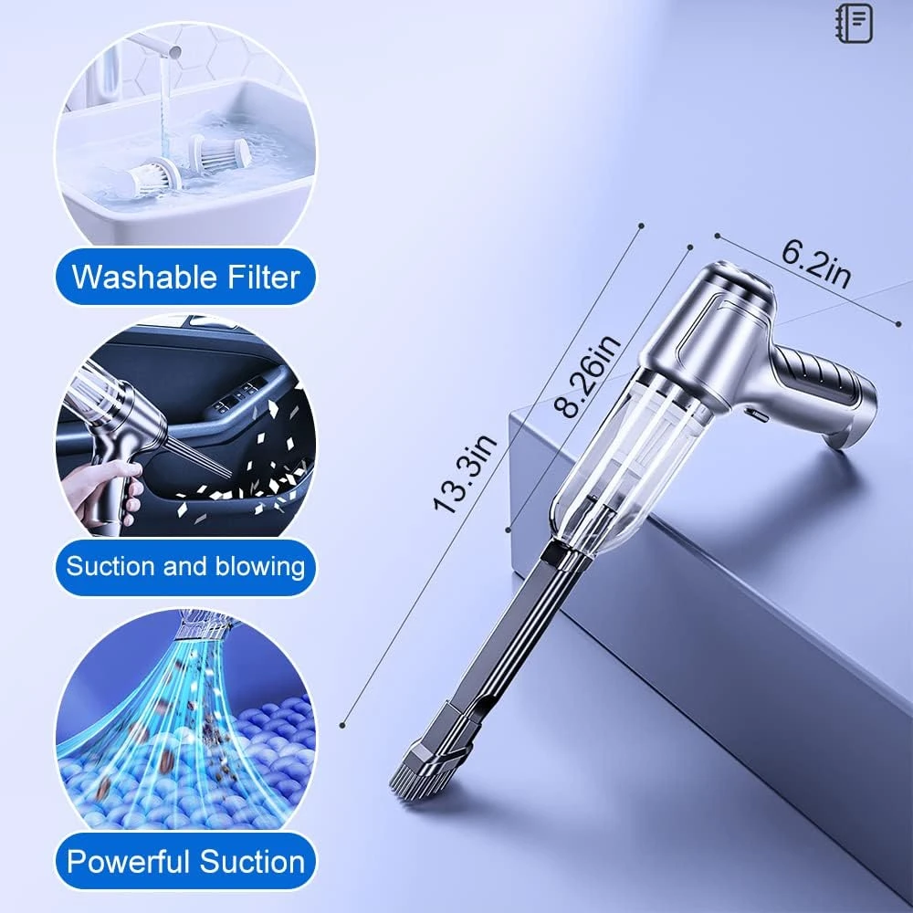 ROWPOZ Car Vacuum Cleaner High Power, 9000PA Strong Suction Wireless Handheld Car Vacuum Cleaner, Handheld Vacuum Cordless Rechargeable Portable Mini Vacuum For Car, Home, Office, Pet Hair Cleaning 8 ROWPOZ Car Vacuum Cleaner High Power, 9000PA Strong Suction Wireless Handheld Car Vacuum Cleaner, Handheld Vacuum Cordless Rechargeable Portable Mini Vacuum For Car, Home, Office, Pet Hair Cleaning - Image 6