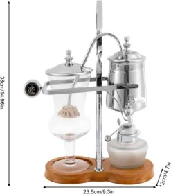 KONKENIE Luxury Belgian Syphon Coffee Maker Royal Family Siphon Teapot Coffee Making Machine Siphon Brewer With Curved Handle (Silver) -Small Appliance Store 61mEVcuUr4L. AC SL1500