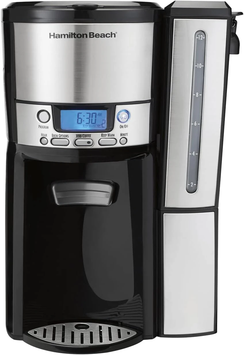 Hamilton Beach One Press Programmable Dispensing Drip Coffee Maker With 12 Cup Internal Brew Pot, Water Reservoir, Black & Stainless (47950) 3 Hamilton Beach One Press Programmable Dispensing Drip Coffee Maker With 12 Cup Internal Brew Pot, Water Reservoir, Black & Stainless (47950)