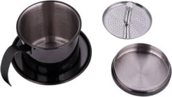 Otufan Vietnamese Coffee Drip, Stainless Steel Cup Vietnamese Coffee Drip Filter Maker Suitable For Home Office Cappuccino Mocha Tools Frother Cup(Black) -Small Appliance Store 61mir3dXImL. AC SL1001