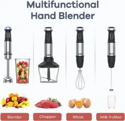 Ganiza Immersion Blender 5 In 1 Hand Blender 800W Heavy Duty Motor, 15 Speed And Turbo Mode Handheld Blender Stainless Steel Blade With 800ml Mixing Beaker, 600ml Chopper, Whisk And Milk Frother (Silver-1) 15 Ganiza Immersion Blender 5 In 1 Hand Blender 800W Heavy Duty Motor, 15 Speed And Turbo Mode Handheld Blender Stainless Steel Blade With 800ml Mixing Beaker, 600ml Chopper, Whisk And Milk Frother (Silver-1) -Small Appliance Store 61msOL3oIL. AC SL1500