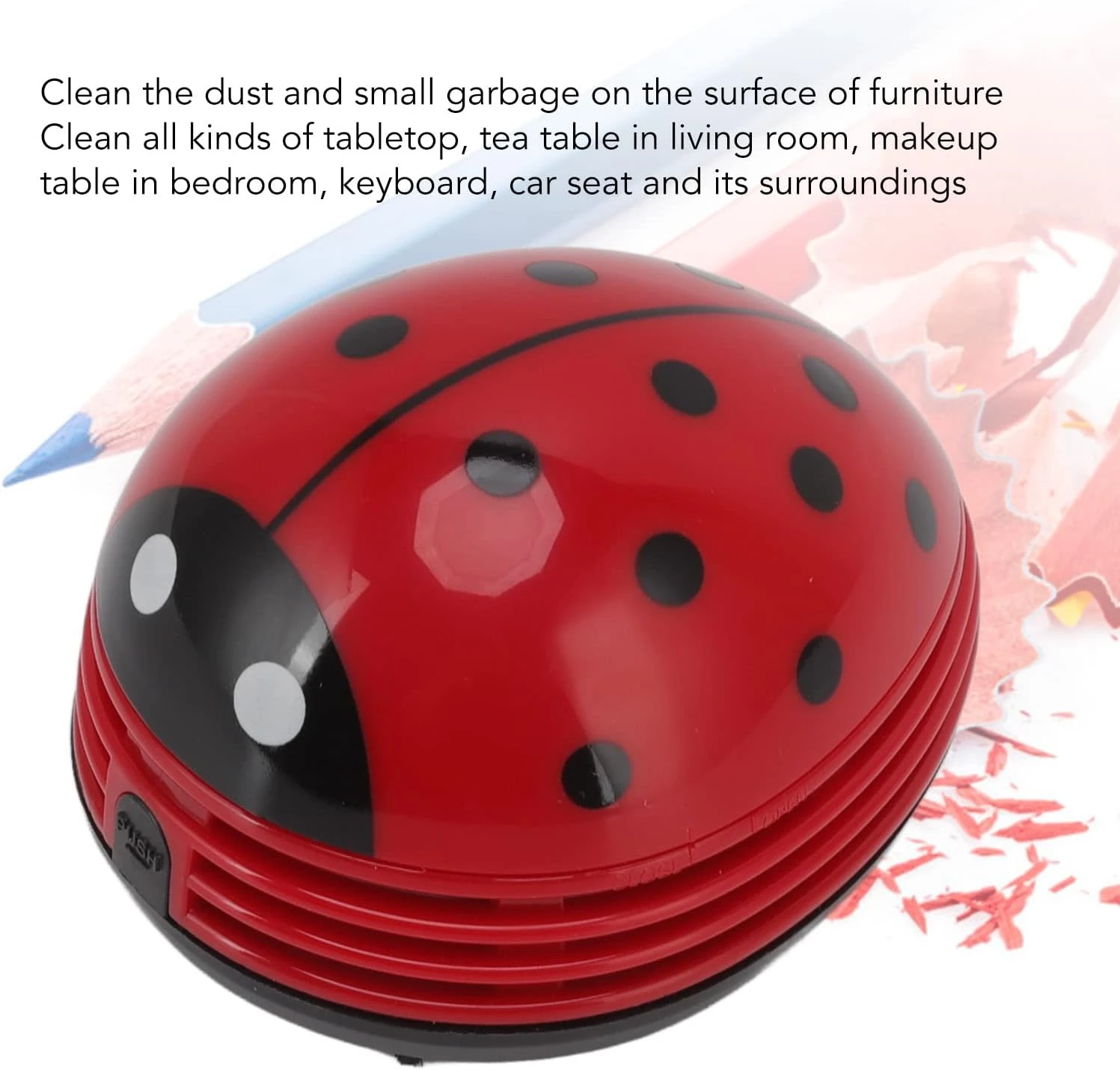 Fdit Mini Desktop Vacuum Cleaner Portable Beetle Vacuum Paper Handheld Ladybug Sweeper Crumb Ladybird For Cartoon Red Ladybird Scraper 7 Fdit Mini Desktop Vacuum Cleaner Portable Beetle Vacuum Paper Handheld Ladybug Sweeper Crumb Ladybird For Cartoon Red Ladybird Scraper - Image 5