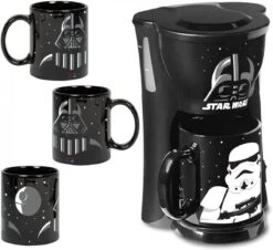 Star Wars Darth Vader And Stormtrooper Single Cup Coffee Maker With 2 Mugs- Cup Of The Dark Side