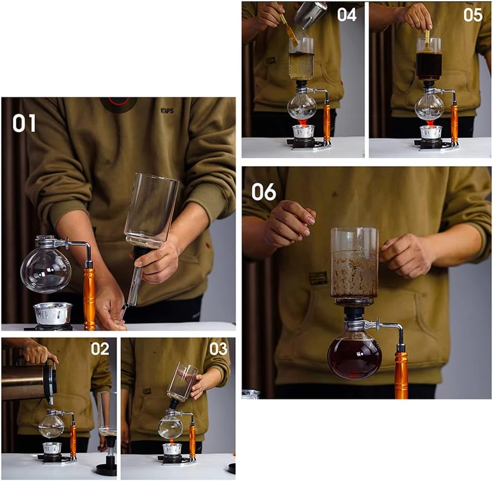 Kekafu 3-Cups Coffee Syphon Coffee Maker Siphon Coffee Maker Siphon Coffee Pot Coffee Machine Filter 3 Cups - 380ml (Rose Gold) 4 Kekafu 3-Cups Coffee Syphon Coffee Maker Siphon Coffee Maker Siphon Coffee Pot Coffee Machine Filter 3 Cups - 380ml (Rose Gold) - Image 2