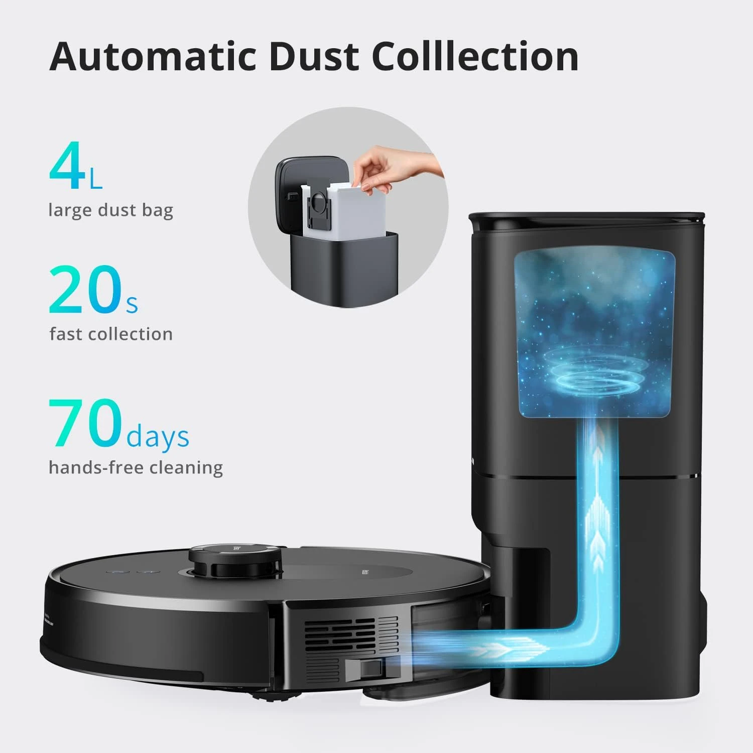 360 S8 Plus Robot Vacuum And Mop Combo, Botslab Self-Empty LIDAR Navigation Smart Mapping Robot, 2700Pa Suction, Carpet Detection, Work With Alexa, WIFI, APP, Ideal For Pet Hair, Hard Floor And Carpet 4 360 S8 Plus Robot Vacuum And Mop Combo, Botslab Self-Empty LIDAR Navigation Smart Mapping Robot, 2700Pa Suction, Carpet Detection, Work With Alexa, WIFI, APP, Ideal For Pet Hair, Hard Floor And Carpet - Image 2