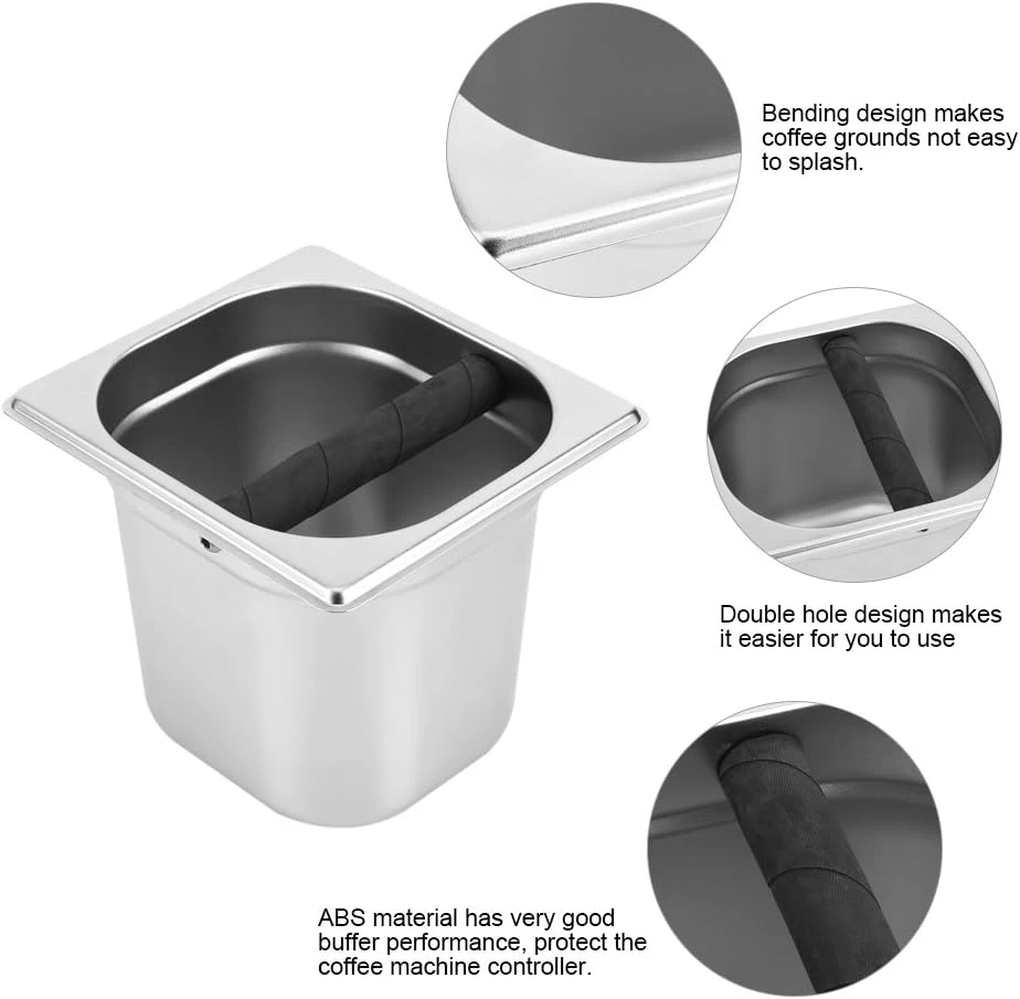Coffee Knock Box, Stainless Steel Espresso Knock Box Container With Rubber Bar Coffee Making Accessories(L) 11 Coffee Knock Box, Stainless Steel Espresso Knock Box Container With Rubber Bar Coffee Making Accessories(L) - Image 9