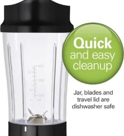 Hamilton Beach Portable Blender For Shakes And Smoothies With 14 Oz BPA Free Travel Cup And Lid, Durable Stainless Steel Blades For Powerful Blending Performance, Black (51101AV) -Small Appliance Store 61wYnnhcBlL. AC SL1500