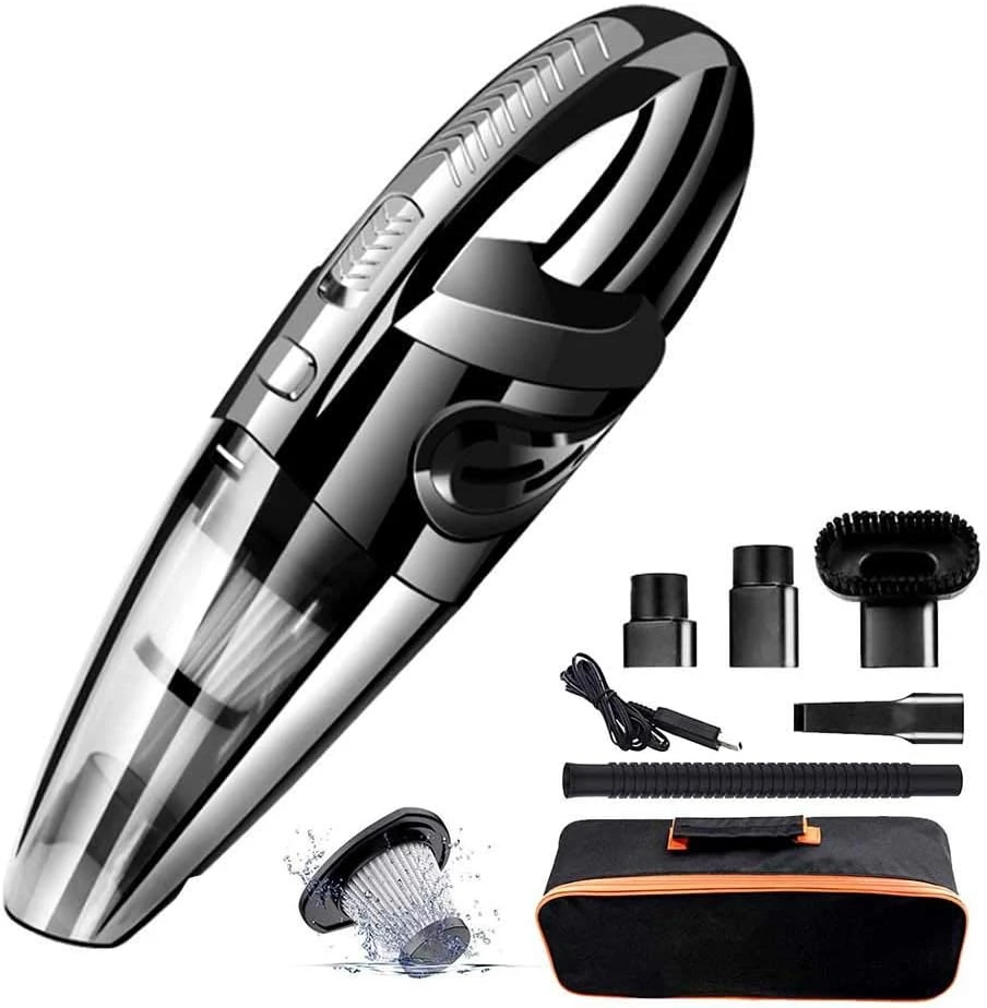SZFY-TAIOW Handheld Vacuum USB Cordless Portable Wet Dry Vacuum Cleaner For Car Home Pet Hair With Filter Rechargeable 2200mAh Lithium Battery 120W 4500PA Powerful Suction (Black) 3 SZFY-TAIOW Handheld Vacuum USB Cordless Portable Wet Dry Vacuum Cleaner For Car Home Pet Hair With Filter Rechargeable 2200mAh Lithium Battery 120W 4500PA Powerful Suction (Black)