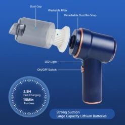 XSUPER Handheld Vacuum Cordless, Car Vacuum Cleaner Rechargeable, 9000Pa Strong Suction Portable Hand Mini Vacuum With Suck And Blow 2 In 1, Small Vacuum Suitable For Home Pet Car Cleaning 11 XSUPER Handheld Vacuum Cordless, Car Vacuum Cleaner Rechargeable, 9000Pa Strong Suction Portable Hand Mini Vacuum With Suck And Blow 2 In 1, Small Vacuum Suitable For Home Pet Car Cleaning -Small Appliance Store 61yrQVB9b7L. AC SL1500