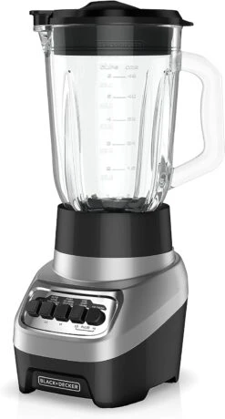 Black & Decker BLACK+DECKER PowerCrush Multi-Function Blender With 6-Cup Glass Jar, 4 Speed Settings, Silver