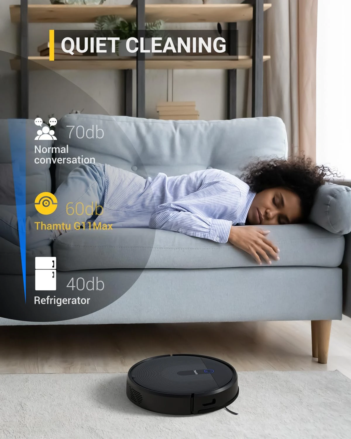 Thamtu G11 Max Robotic Vacuum Cleaner With Smart Dynamic Navigation, 2500Pa Suction Powerful Robot Vacuums, APP Control For Pet Hair, Hard Floor And Medium-Pile Carpet 6 Thamtu G11 Max Robotic Vacuum Cleaner With Smart Dynamic Navigation, 2500Pa Suction Powerful Robot Vacuums, APP Control For Pet Hair, Hard Floor And Medium-Pile Carpet - Image 4