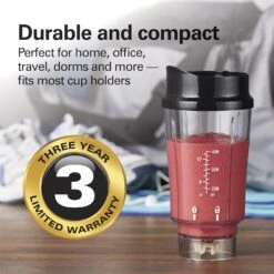 Hamilton Beach Portable Blender For Shakes And Smoothies With 14 Oz BPA Free Travel Cup And Lid, Durable Stainless Steel Blades For Powerful Blending Performance, Black (51101AV) -Small Appliance Store 7120koqJodL. AC SL1500