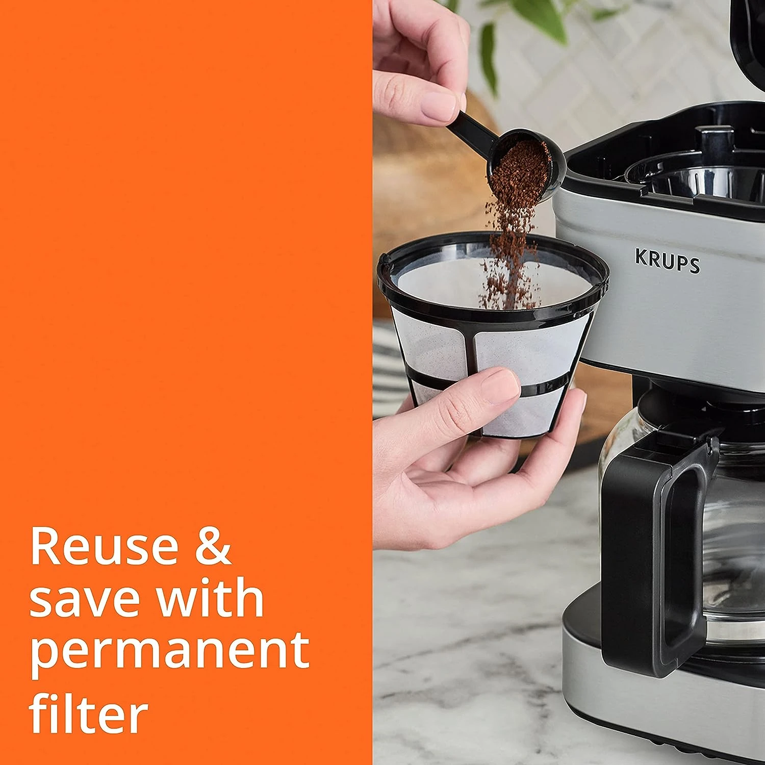Krups Simply Brew Stainless Steel Drip Coffee Maker 5 Cup 650 Watts Coffee Filter, Drip Free, Dishwasher Safe Pot, Compact Silver And Black 6 Krups Simply Brew Stainless Steel Drip Coffee Maker 5 Cup 650 Watts Coffee Filter, Drip Free, Dishwasher Safe Pot, Compact Silver And Black - Image 4