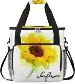 Cfpolar Coffee Maker Carrying Bag Sunflower Travel Coffee Machine Bag Carrying Organizer Case Portable Single Serve Coffee Brewer Tote Bag Storage Bag For Camping Picnic