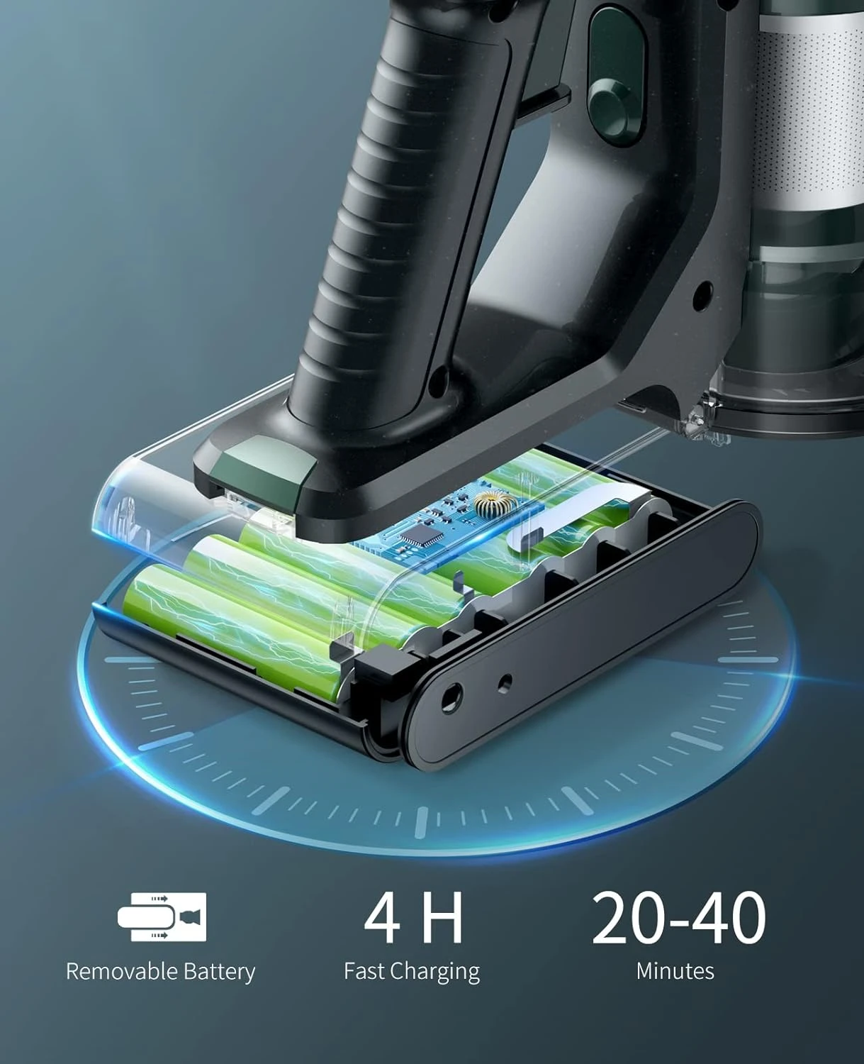 Cordless Vacuum Cleaner, 30KPA Powerful Suction Stick Vacuum Cleaner With Foldable Tube & Large LED Display, Handheld Vacuum Cleaner For Floor, Carpet, Pet Hair, Detachable Battery 7 Cordless Vacuum Cleaner, 30KPA Powerful Suction Stick Vacuum Cleaner With Foldable Tube & Large LED Display, Handheld Vacuum Cleaner For Floor, Carpet, Pet Hair, Detachable Battery - Image 5