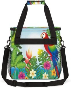 Cfpolar Coffee Maker Carrying Bag Tropical Flowers Leaves Parrot Summer Travel Coffee Machine Bag Carrying Organizer Case Portable Single Serve Coffee Brewer Tote Bag Storage Bag For Camping Picnic -Small Appliance Store 714 t q95mL. AC SL1200